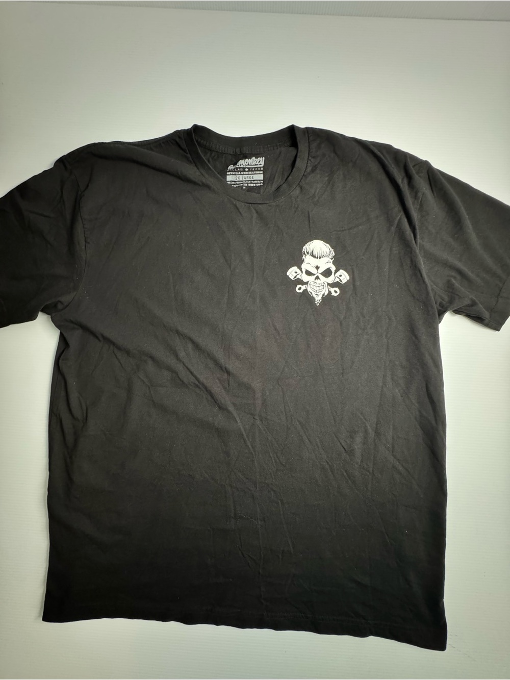 Men's Black Short-Sleeve Tee with White Skull Graphic